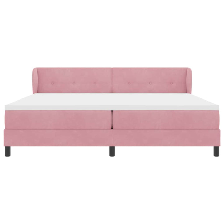 Box spring seng med hovedgærde Lyserød 200 x 200 cm Fløjl
