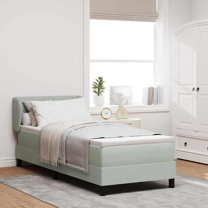 Box spring seng med hovedgærde Lysegrå 80 x 200 cm Fløjl