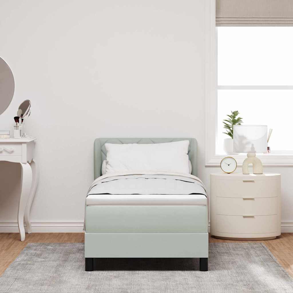 Box spring seng med hovedgærde Lysegrå 80 x 200 cm Fløjl