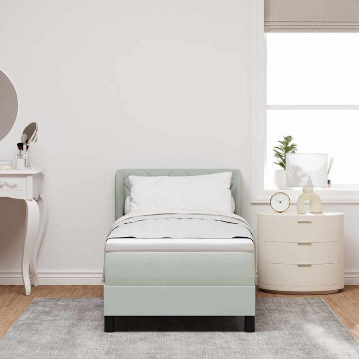 Box spring seng med hovedgærde Lysegrå 80 x 200 cm Fløjl