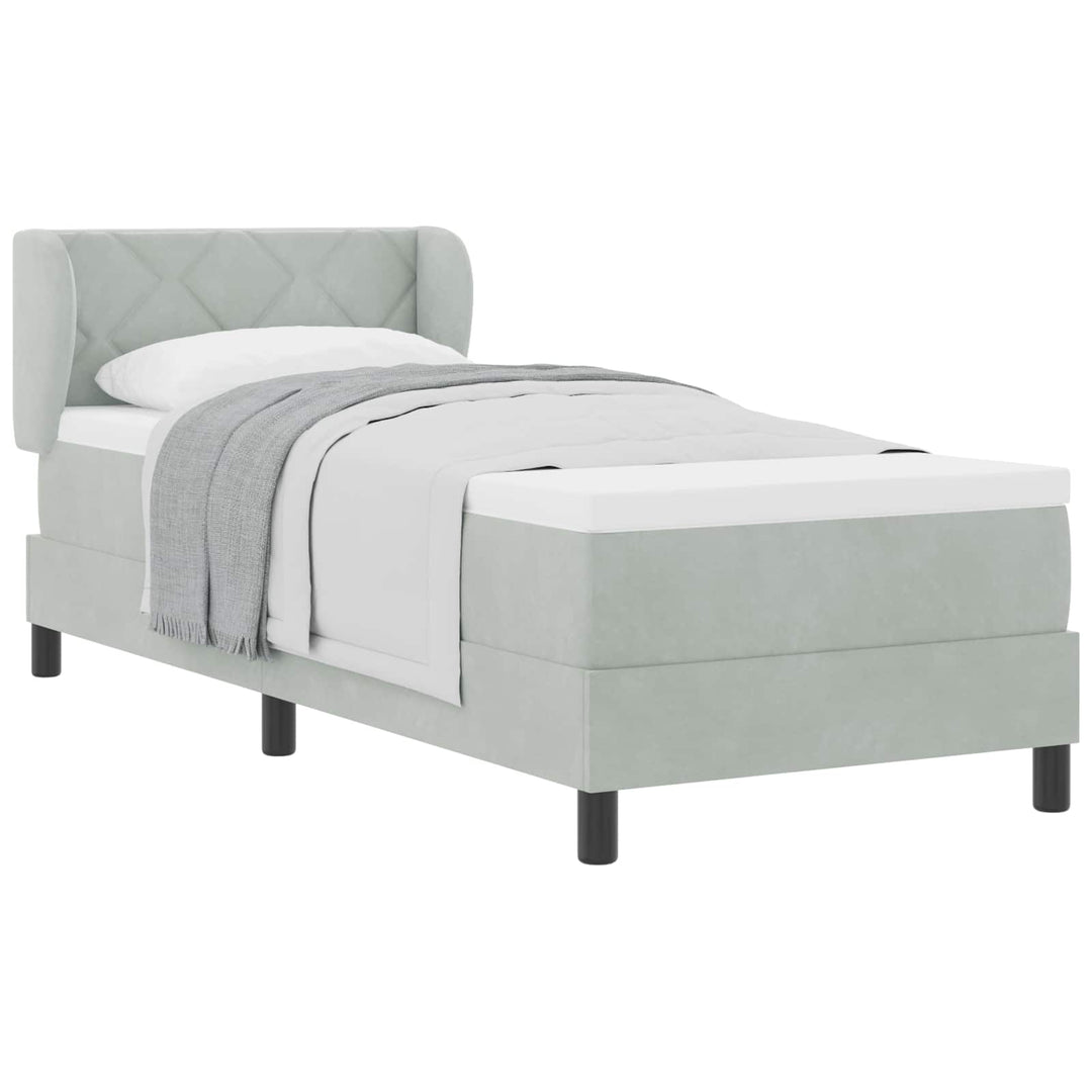Box spring seng med hovedgærde Lysegrå 80 x 200 cm Fløjl