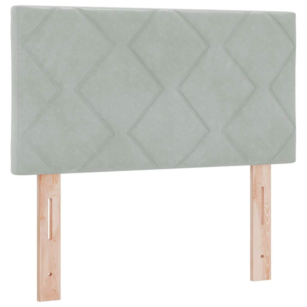 Box spring seng med hovedgærde Lysegrå 80 x 200 cm Fløjl