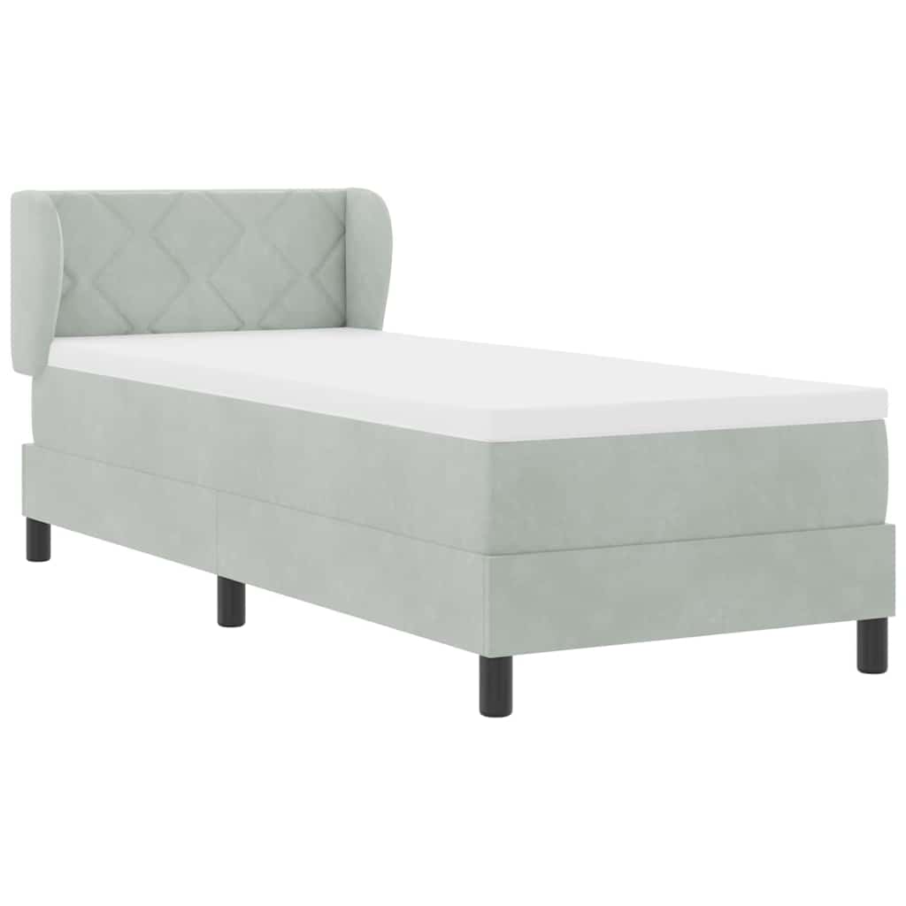 Box spring seng med hovedgærde Lysegrå 80 x 200 cm Fløjl
