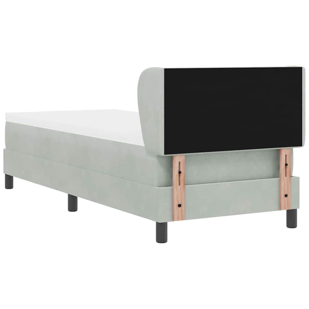 Box spring seng med hovedgærde Lysegrå 80 x 200 cm Fløjl