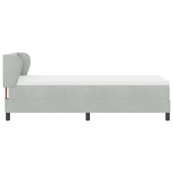 Box spring seng med hovedgærde Lysegrå 80 x 200 cm Fløjl