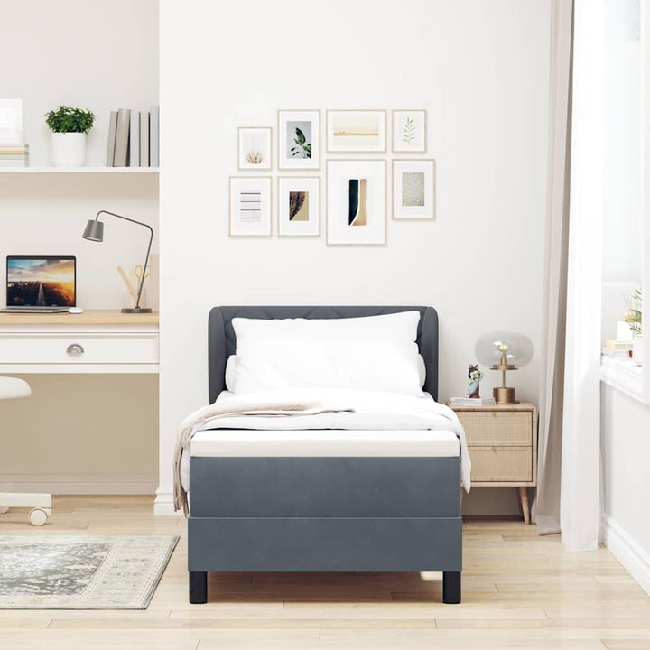 Box spring seng med hovedgærde Mørkegrå 80 x 200 cm Fløjl