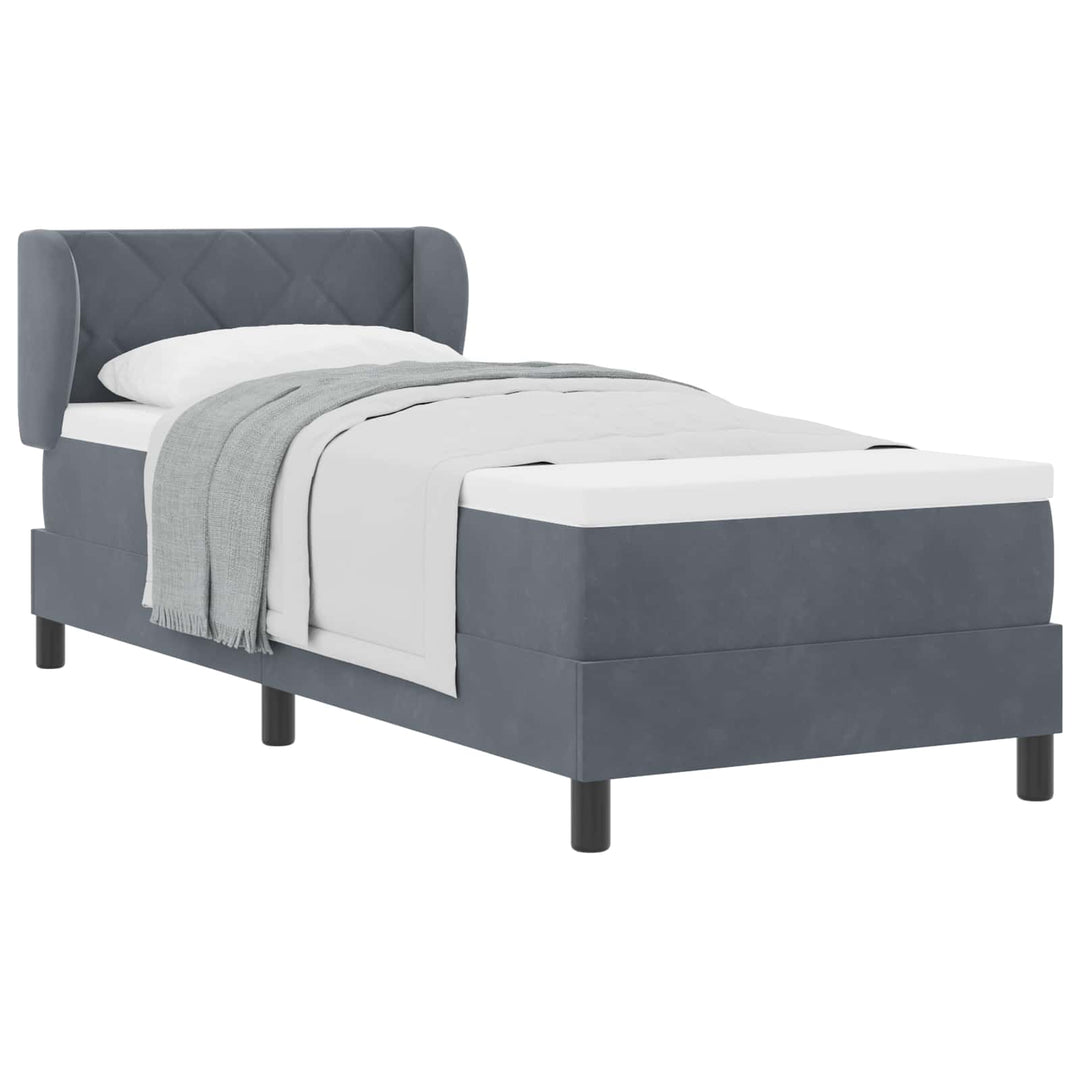Box spring seng med hovedgærde Mørkegrå 80 x 200 cm Fløjl