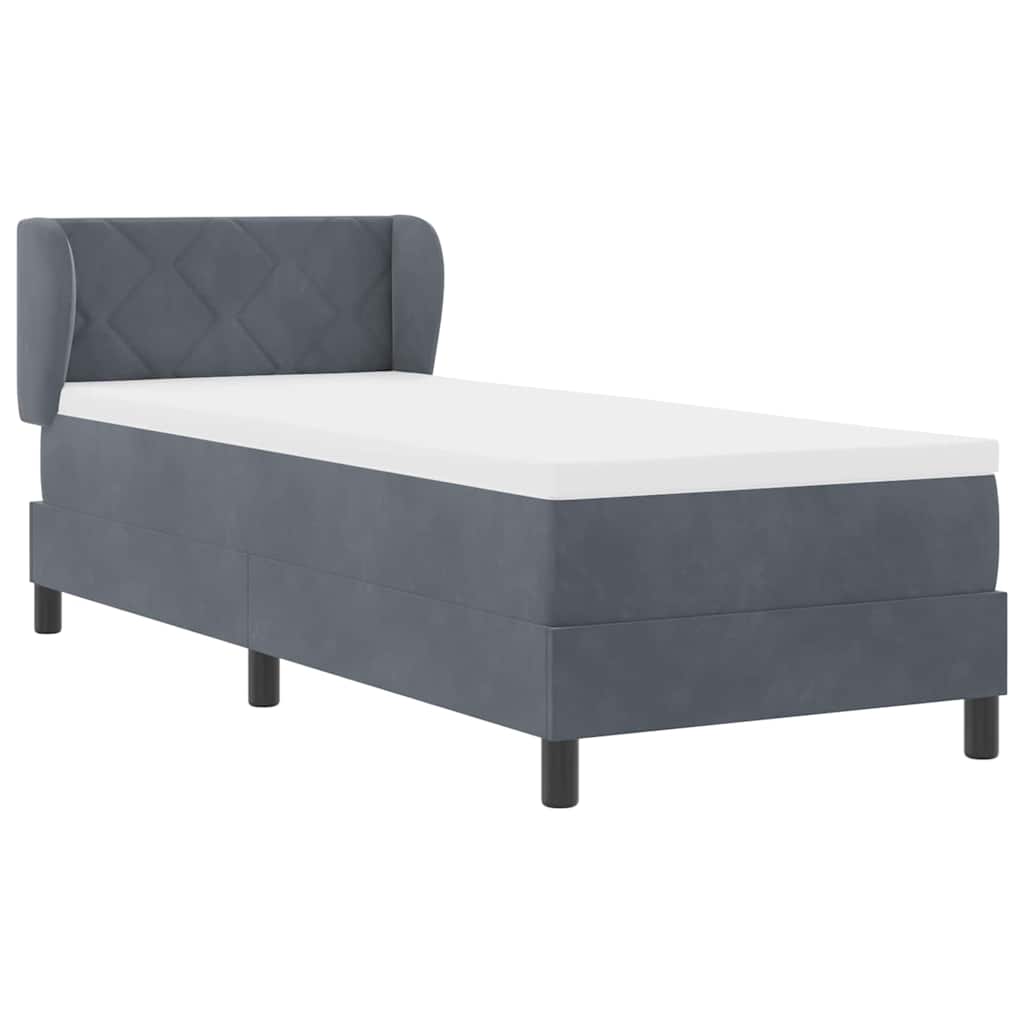 Box spring seng med hovedgærde Mørkegrå 80 x 200 cm Fløjl