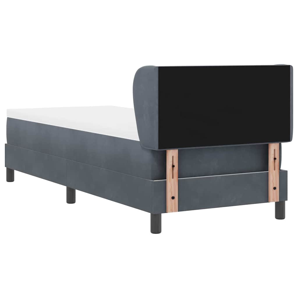 Box spring seng med hovedgærde Mørkegrå 80 x 200 cm Fløjl