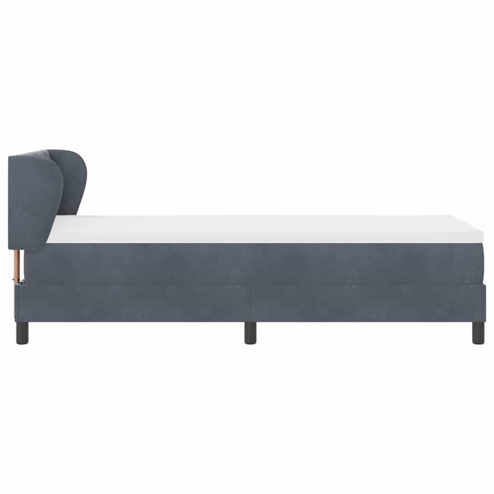 Box spring seng med hovedgærde Mørkegrå 80 x 200 cm Fløjl
