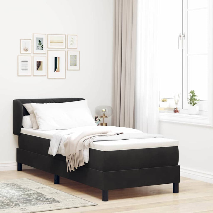 Box spring seng med hovedgærde Sort 80 x 200 cm Fløjl