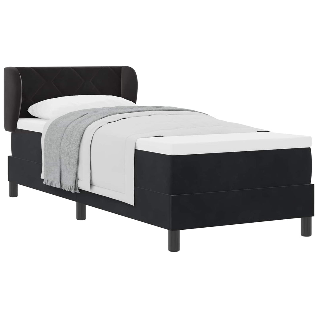 Box spring seng med hovedgærde Sort 80 x 200 cm Fløjl