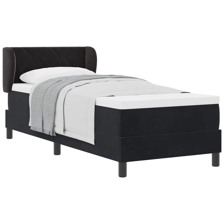 Box spring seng med hovedgærde Sort 80 x 200 cm Fløjl