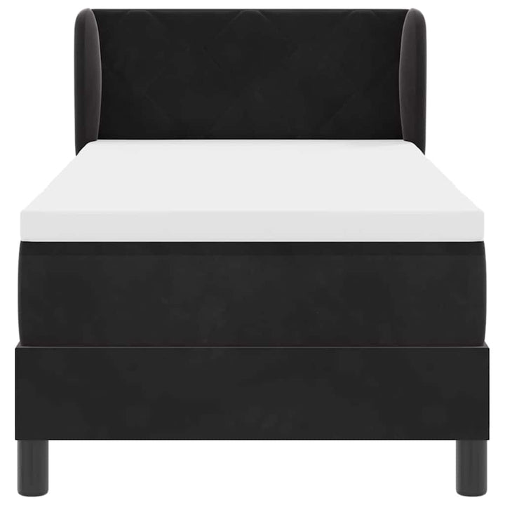 Box spring seng med hovedgærde Sort 80 x 200 cm Fløjl