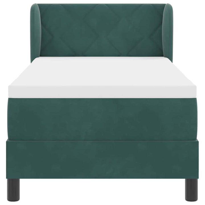 Box spring seng med hovedgærde Mørkegrøn 80 x 200 cm Fløjl