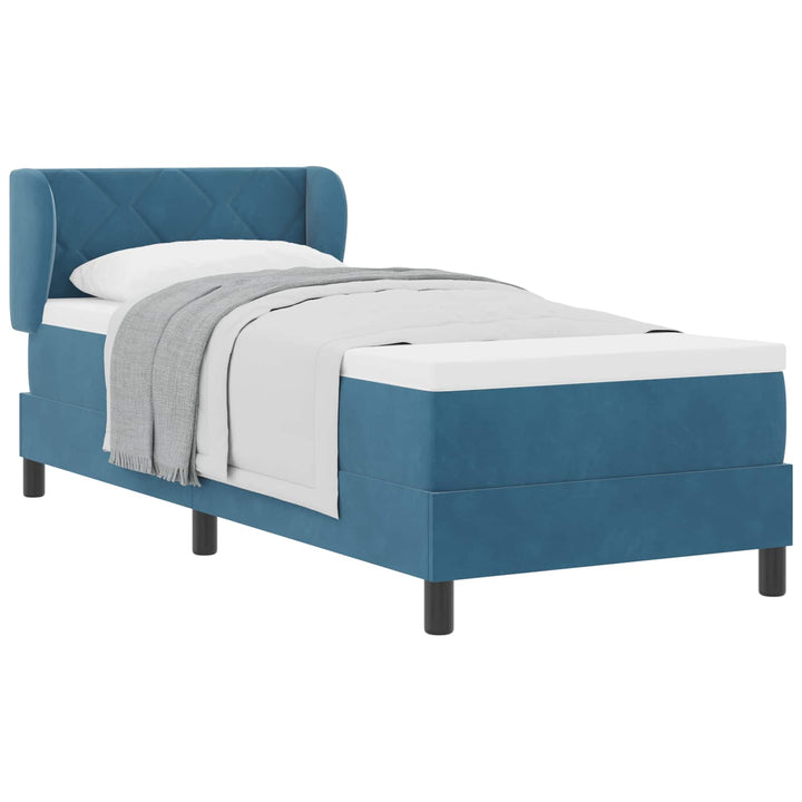 Box spring seng med hovedgærde Mørkeblå 80 x 200 cm Fløjl