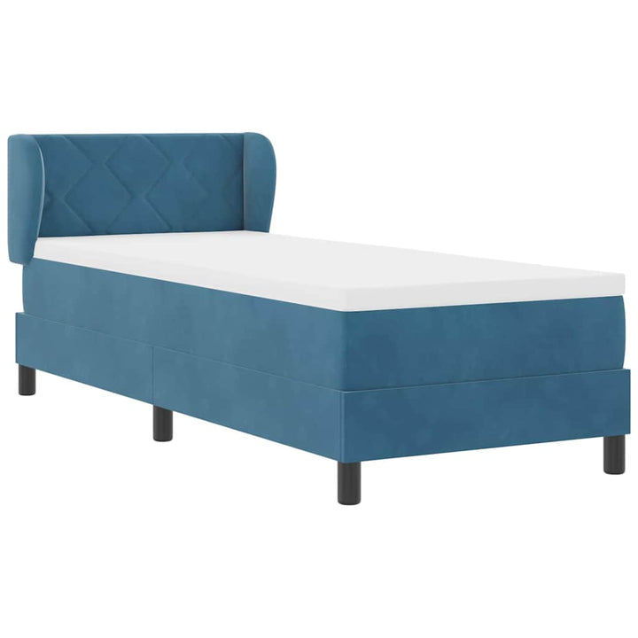 Box spring seng med hovedgærde Mørkeblå 80 x 200 cm Fløjl