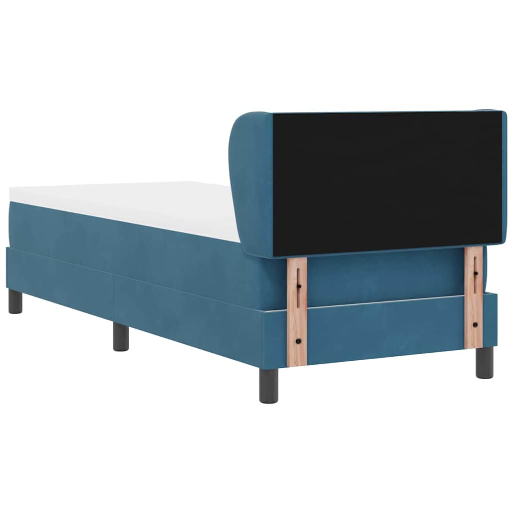 Box spring seng med hovedgærde Mørkeblå 80 x 200 cm Fløjl