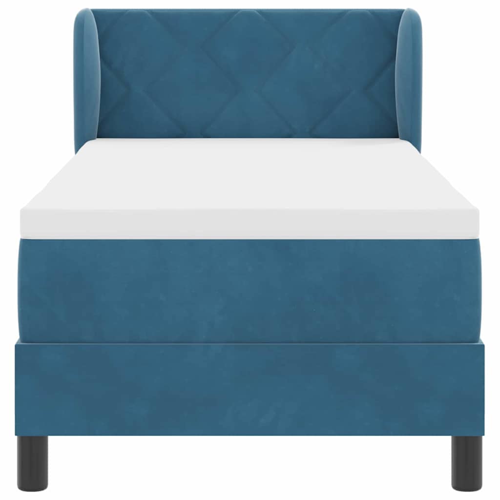 Box spring seng med hovedgærde Mørkeblå 80 x 200 cm Fløjl