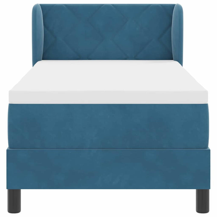 Box spring seng med hovedgærde Mørkeblå 80 x 200 cm Fløjl