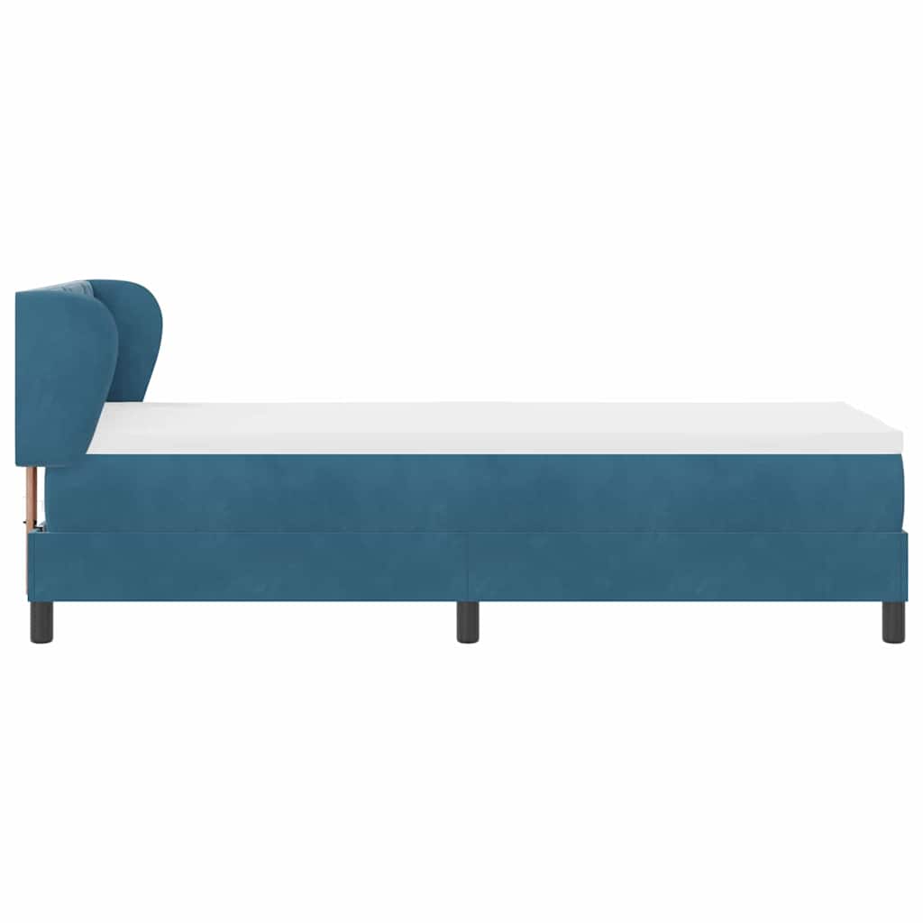 Box spring seng med hovedgærde Mørkeblå 80 x 200 cm Fløjl