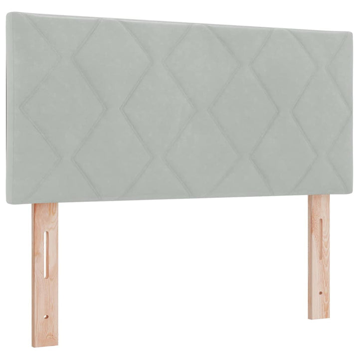 Box spring seng med hovedgærde Lysegrå 90 x 190 cm Fløjl