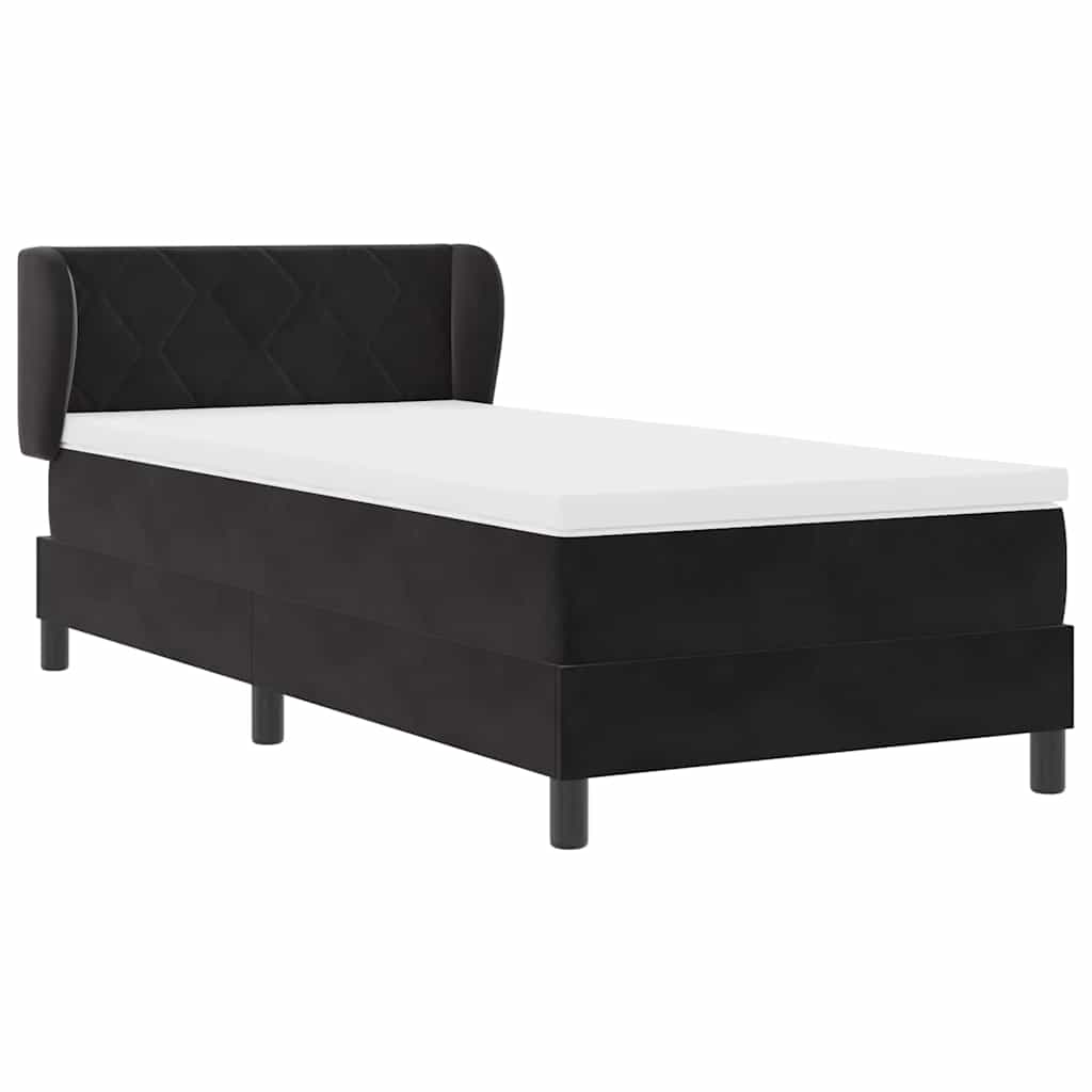 Box spring seng med hovedgærde Sort 90 x 190 cm Fløjl