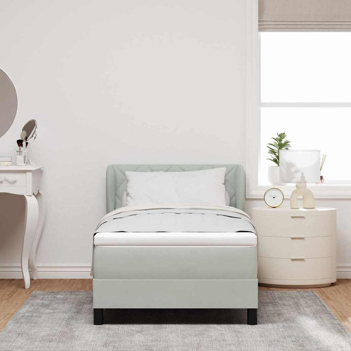 Box spring seng med hovedgærde Lysegrå 90 x 200 cm Fløjl