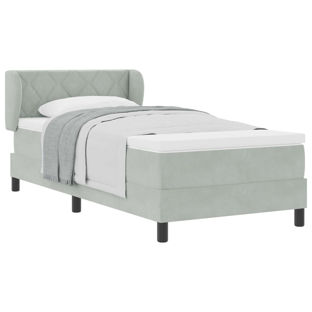 Box spring seng med hovedgærde Lysegrå 90 x 200 cm Fløjl