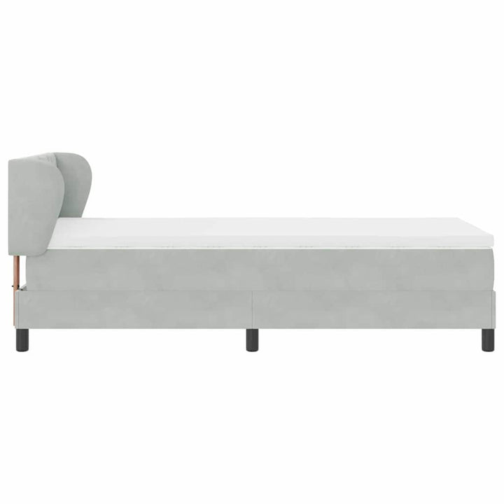 Box spring seng med hovedgærde Lysegrå 90 x 200 cm Fløjl