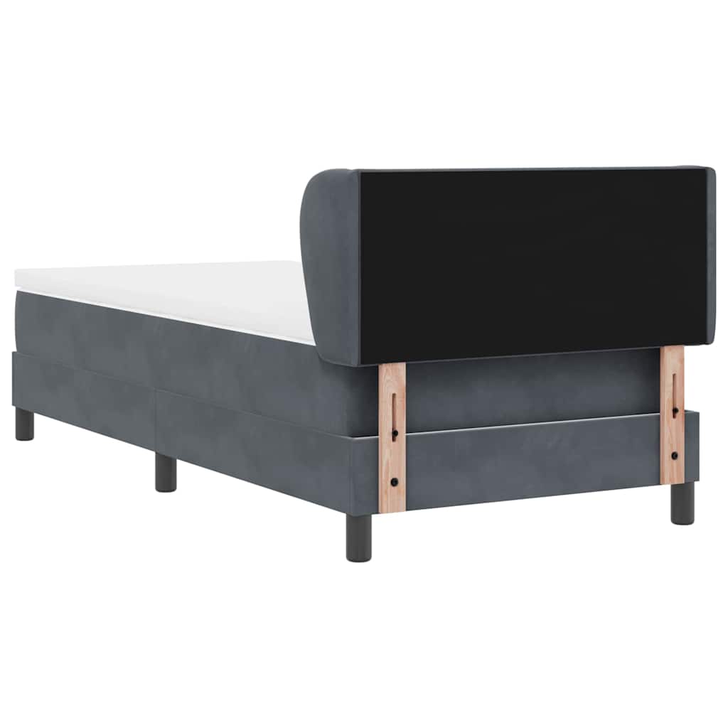 Box spring seng med hovedgærde Mørkegrå 90 x 200 cm Fløjl