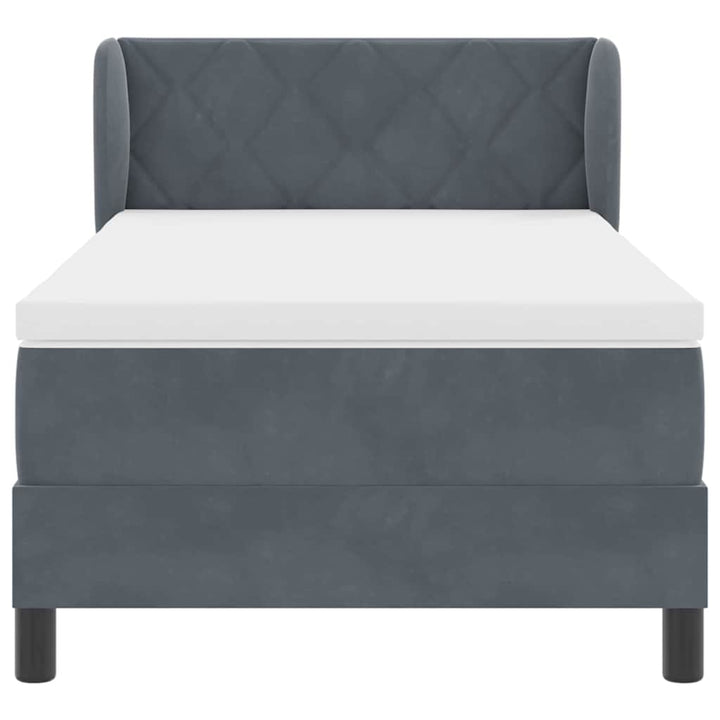 Box spring seng med hovedgærde Mørkegrå 90 x 200 cm Fløjl