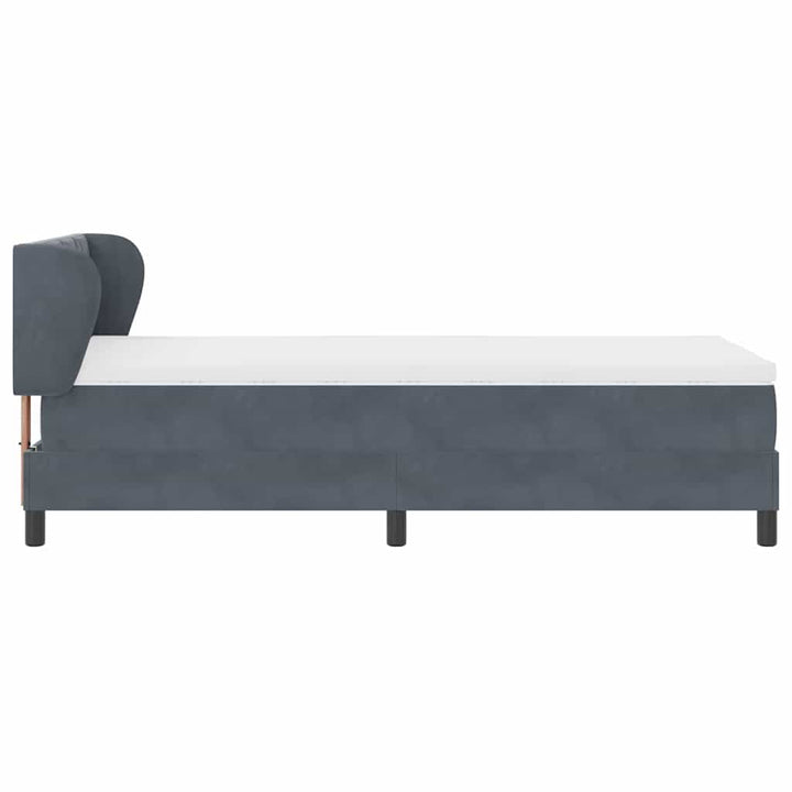 Box spring seng med hovedgærde Mørkegrå 90 x 200 cm Fløjl
