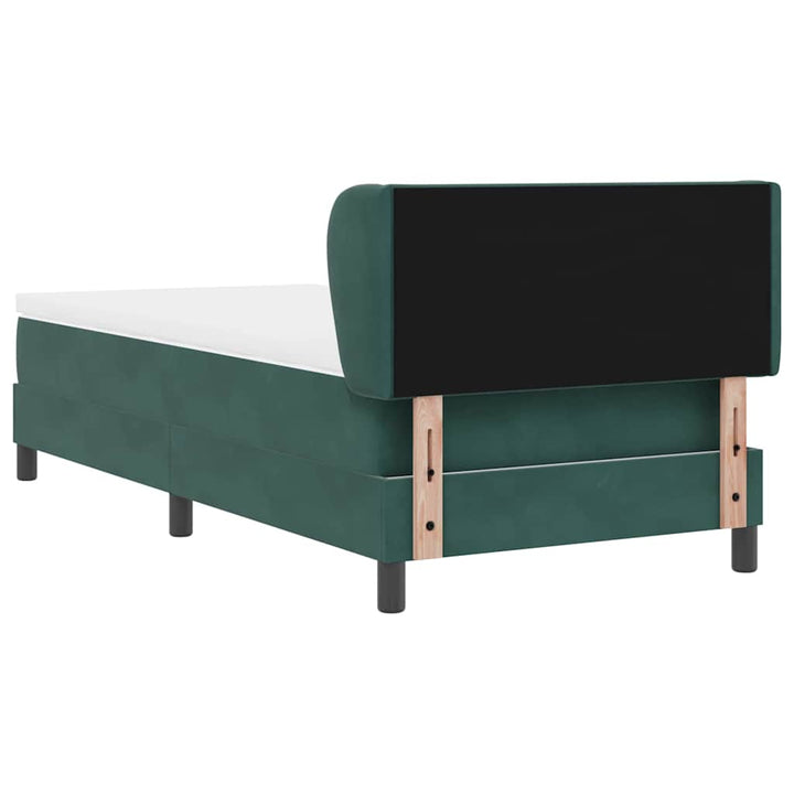 Box spring seng med hovedgærde Mørkegrøn 90 x 200 cm Fløjl