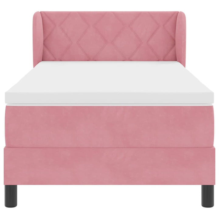 Box spring seng med hovedgærde Lyserød 90 x 200 cm Fløjl