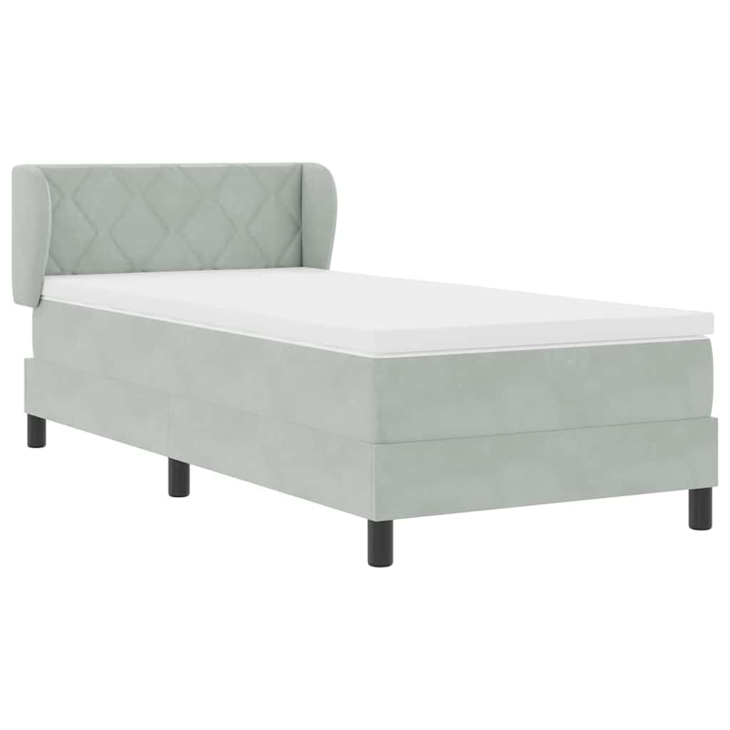 Box spring seng med hovedgærde Lysegrå 100 x 200 cm Fløjl