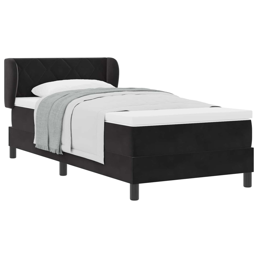 Box spring seng med hovedgærde Sort 100 x 200 cm Fløjl