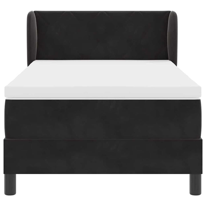 Box spring seng med hovedgærde Sort 100 x 200 cm Fløjl