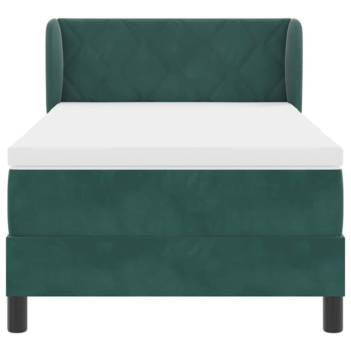 Box spring seng med hovedgærde Mørkegrøn 100 x 200 cm Fløjl