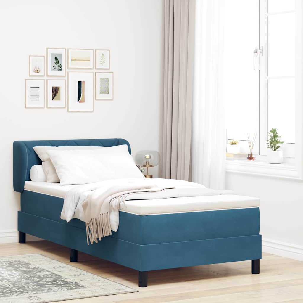 Box spring seng med hovedgærde Mørkeblå 100 x 200 cm Fløjl