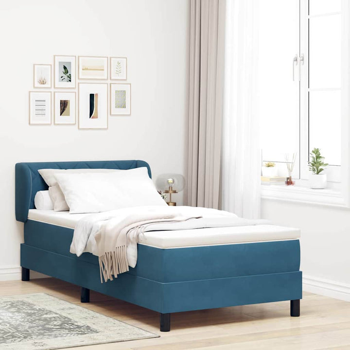 Box spring seng med hovedgærde Mørkeblå 100 x 200 cm Fløjl
