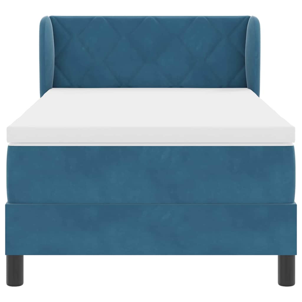 Box spring seng med hovedgærde Mørkeblå 100 x 200 cm Fløjl