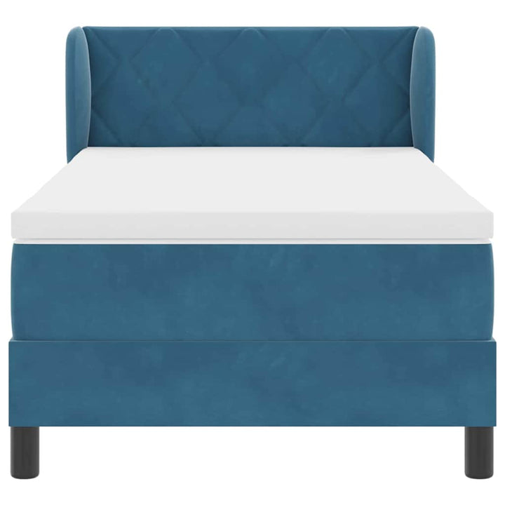 Box spring seng med hovedgærde Mørkeblå 100 x 200 cm Fløjl