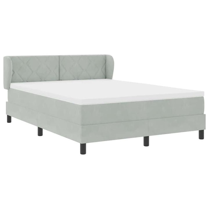 Box spring seng med hovedgærde Lysegrå 140 x 190 cm Fløjl