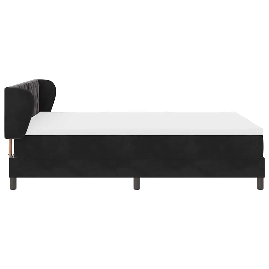 Box spring seng med hovedgærde Sort 140 x 190 cm Fløjl