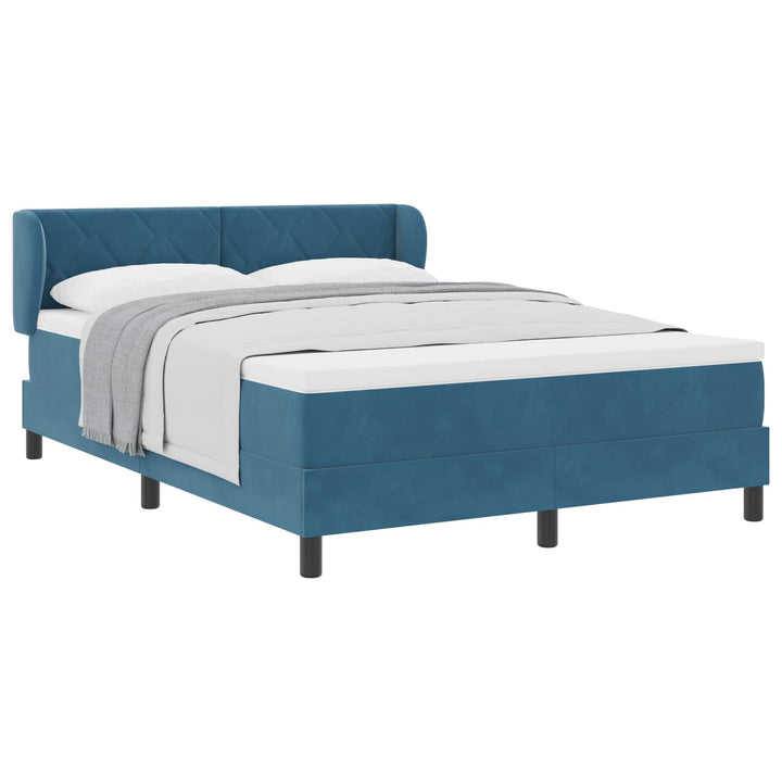 Box spring seng med hovedgærde Mørkeblå 140 x 190 cm Fløjl