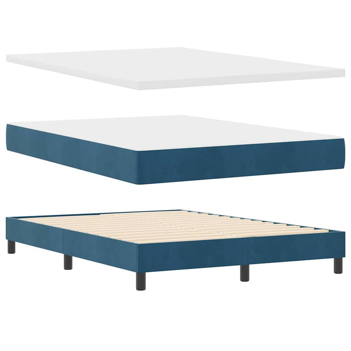 Box spring seng med hovedgærde Mørkeblå 140 x 190 cm Fløjl