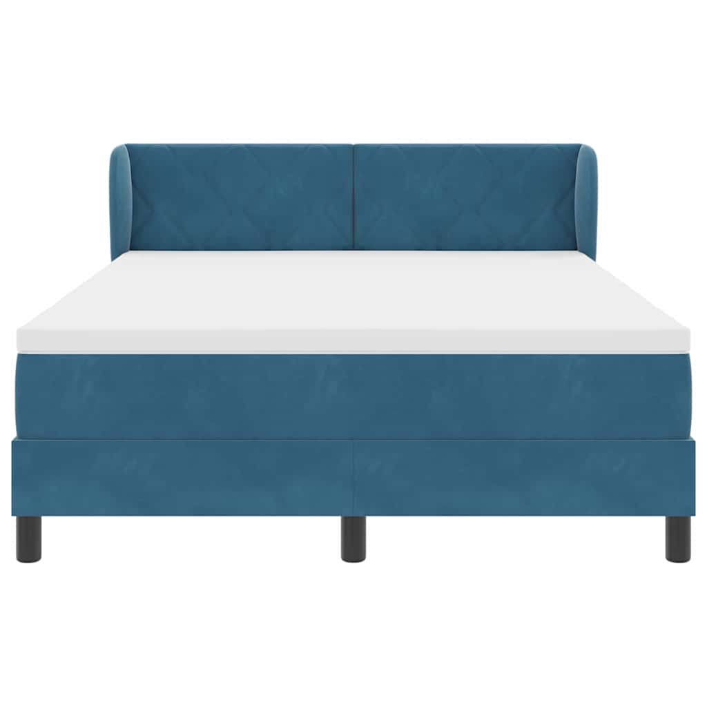 Box spring seng med hovedgærde Mørkeblå 140 x 190 cm Fløjl