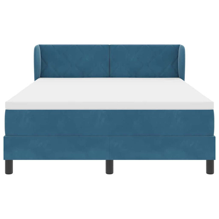 Box spring seng med hovedgærde Mørkeblå 140 x 190 cm Fløjl