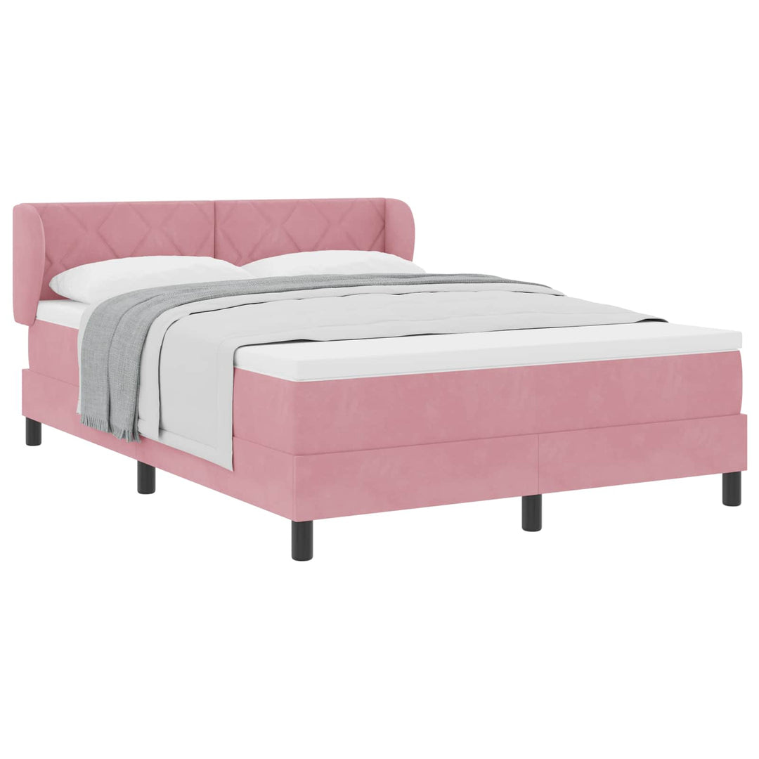 Box spring seng med hovedgærde Lyserød 140 x 190 cm Fløjl